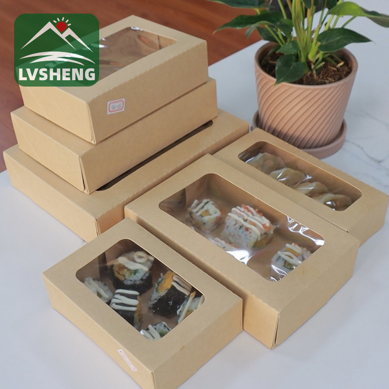 Alaabada cusub ee ka socota Xiamen lvsheng warshad -sushi togo sanduuqa oo leh daaqad cad